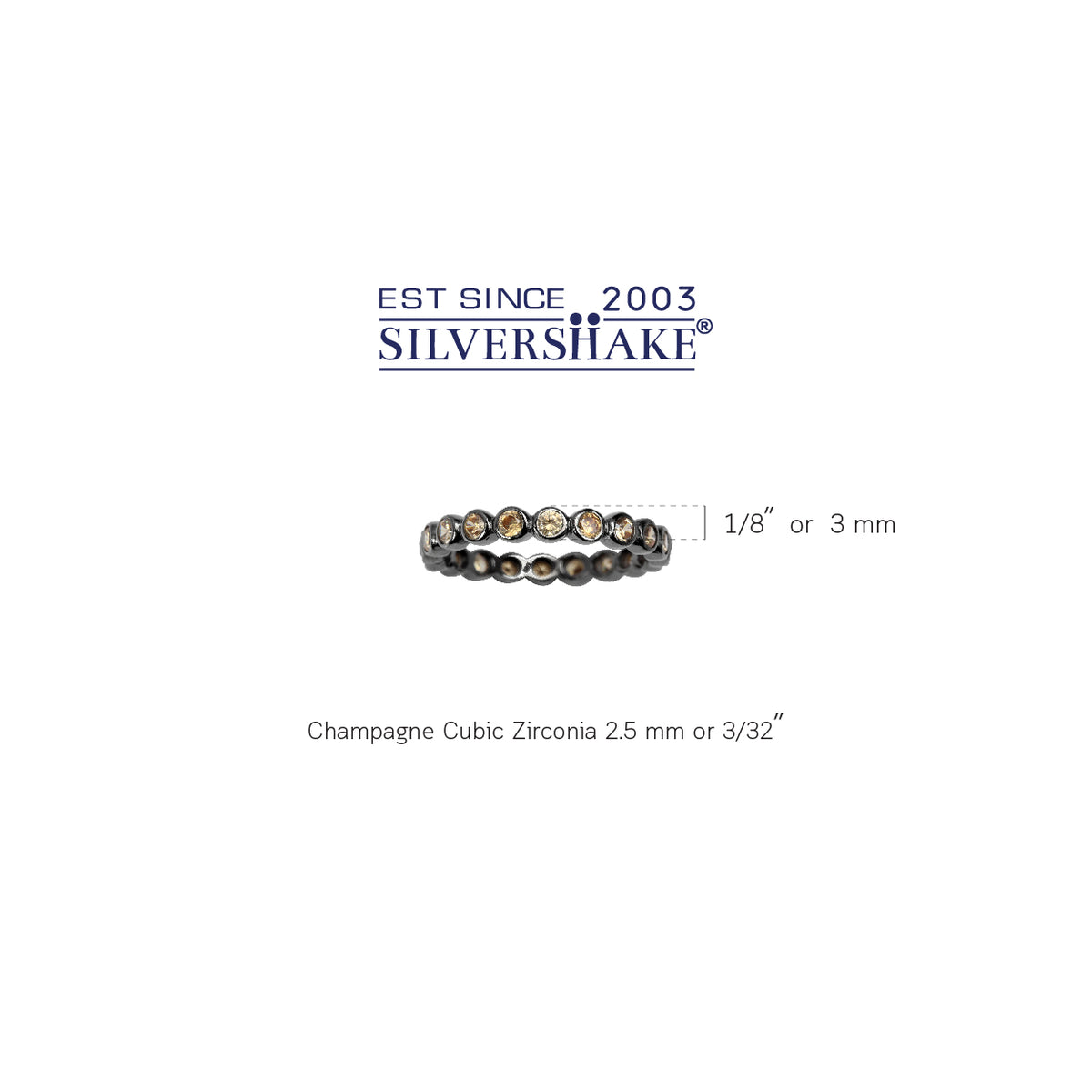 Champagne CZ Black Rhodium Plated 925 Sterling Silver Eternity Stack/Stackable Ring silvershake