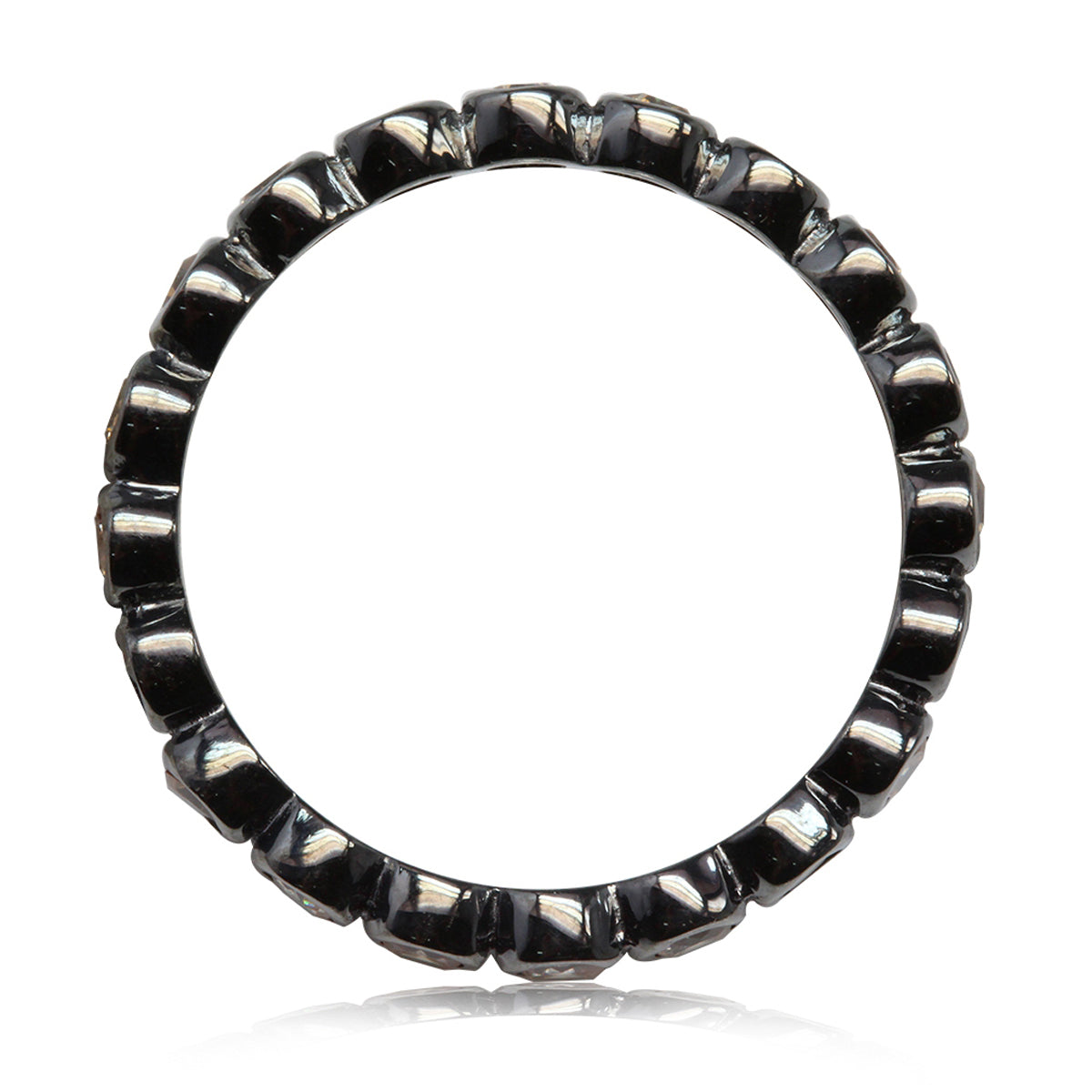 Champagne CZ Black Rhodium Plated 925 Sterling Silver Eternity Stack/Stackable Ring silvershake