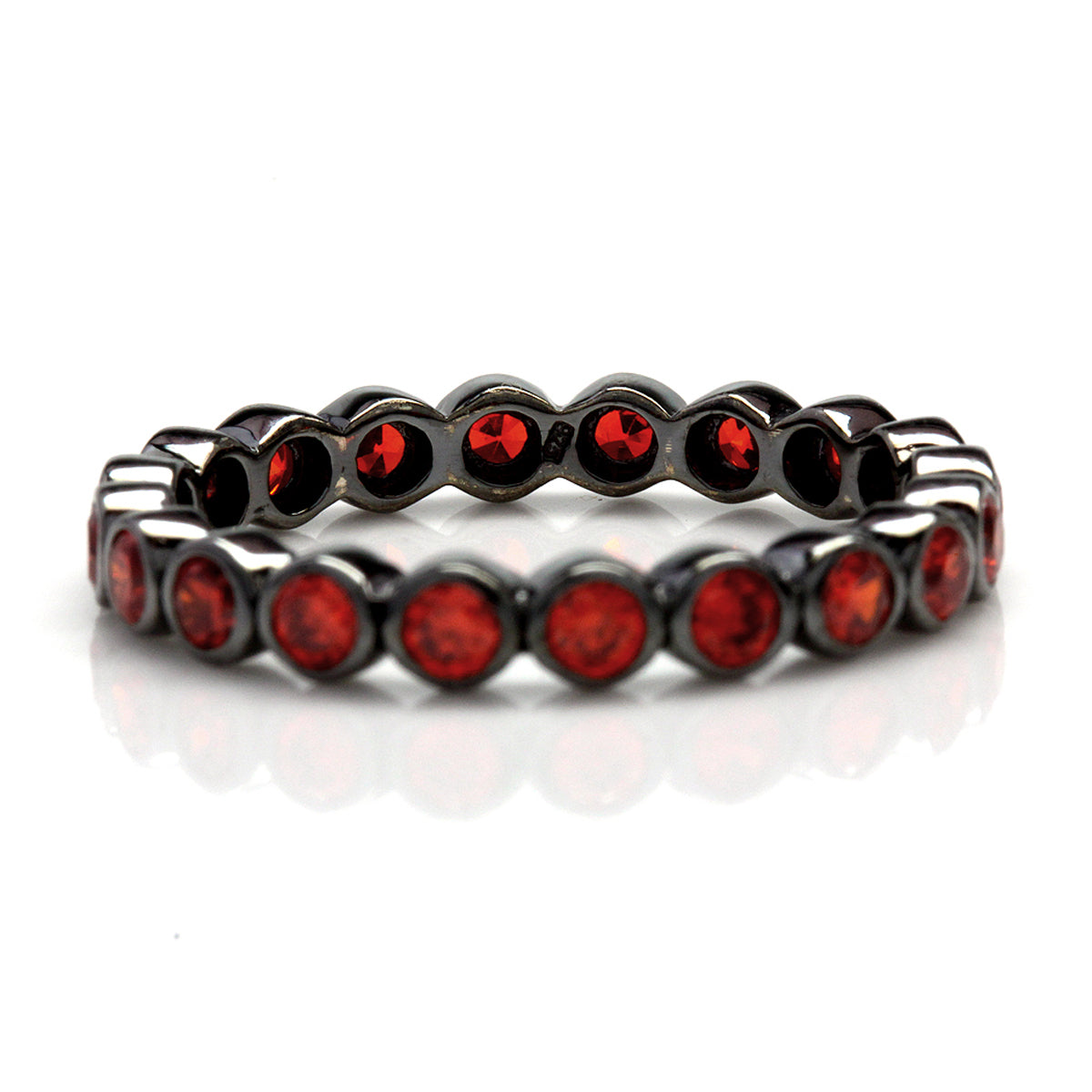 Orange CZ Black Rhodium Plated 925 Sterling Silver Eternity Stack/Stackable Ring silvershake