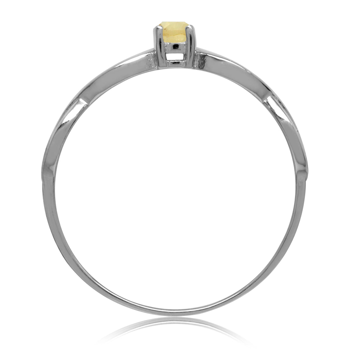 Petite Natural Citrine White Gold Plated 925 Sterling Silver Ribbon Promise Ring silvershake