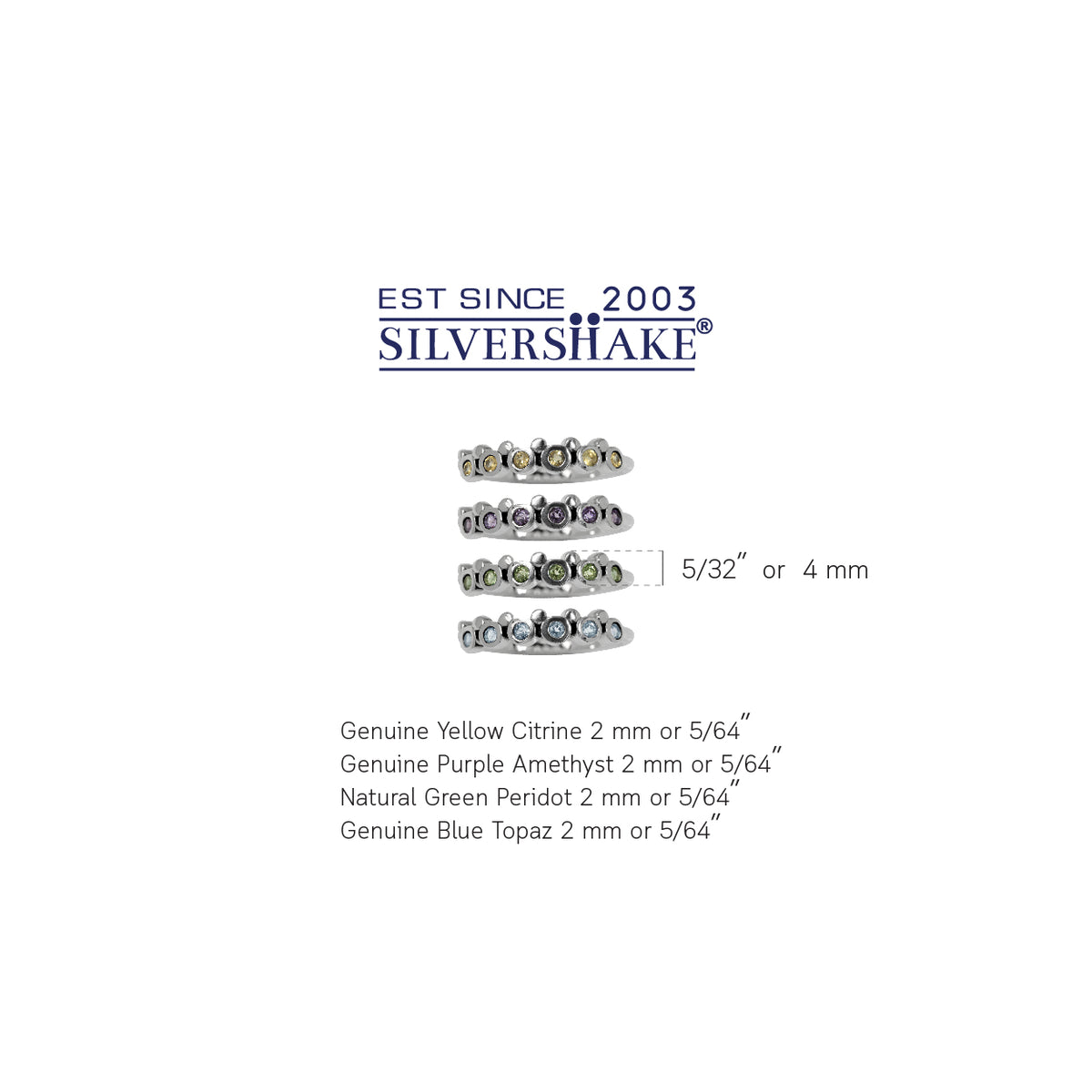 Peridot, Amethyst, Citrine & Topaz 925 Sterling Silver Bubble Journey 4-Pc Set Stack/Stackable Ring silvershake