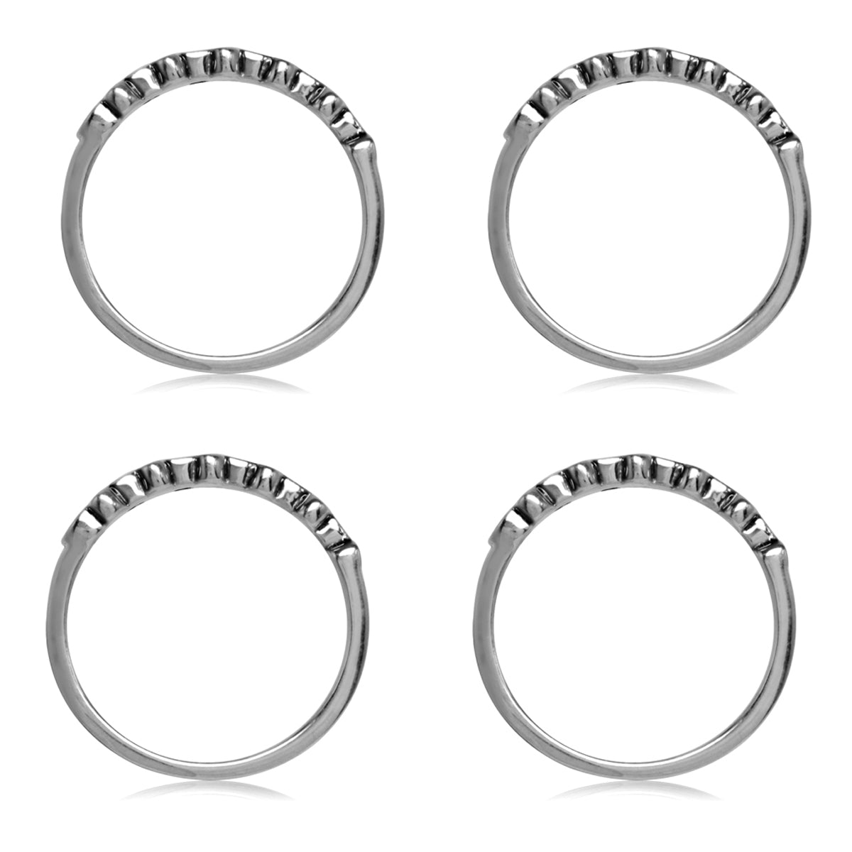 Peridot, Amethyst, Citrine & Topaz 925 Sterling Silver Bubble Journey 4-Pc Set Stack/Stackable Ring silvershake
