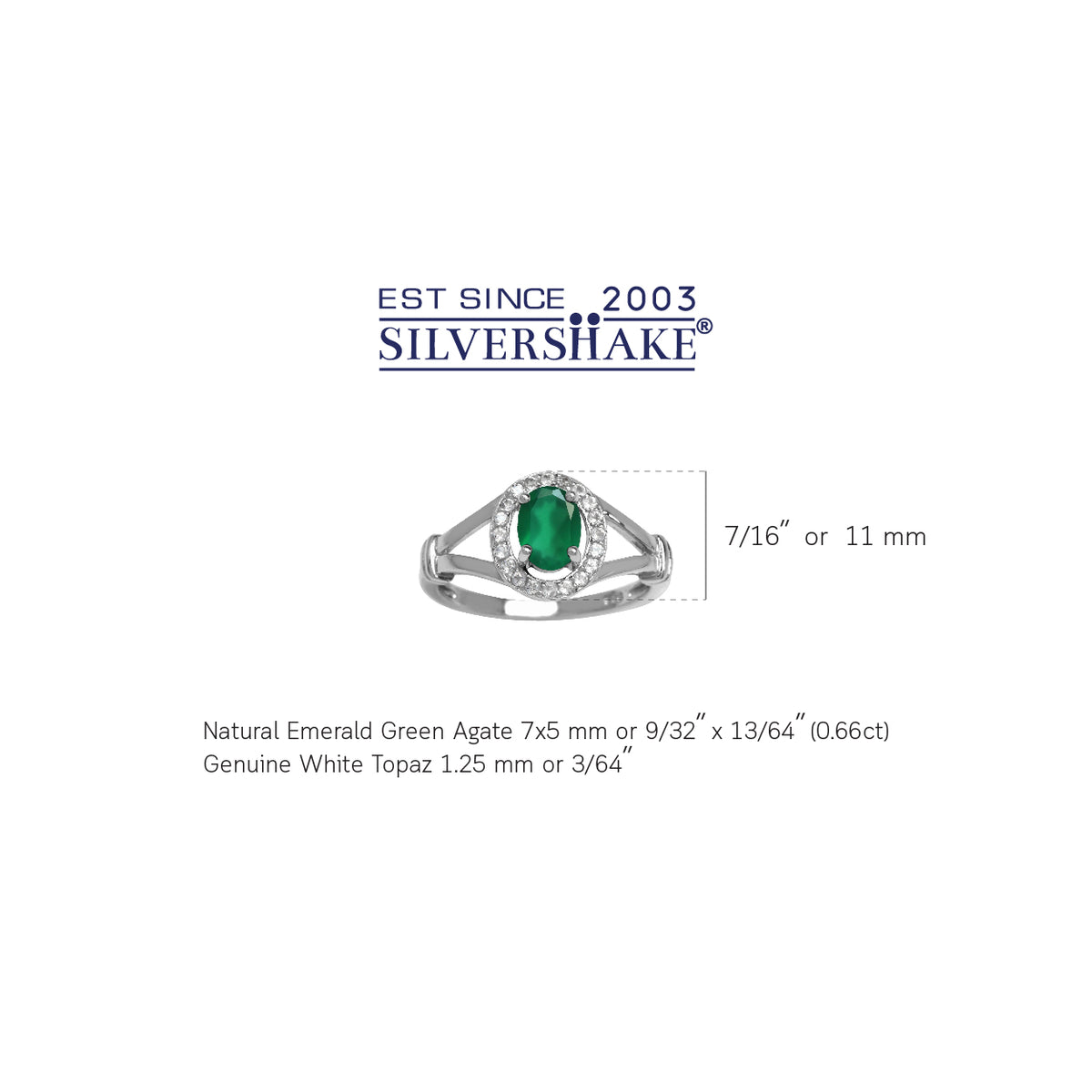 Natural Emerald Green Agate & White Topaz Gold Plated 925 Sterling Silver Engagement Ring silvershake