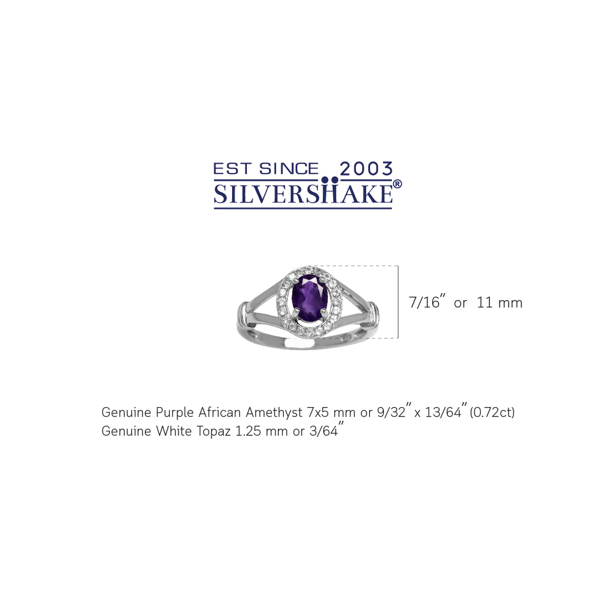 Natural African Amethyst & White Topaz Gold Plated 925 Sterling Silver Engagement Ring silvershake