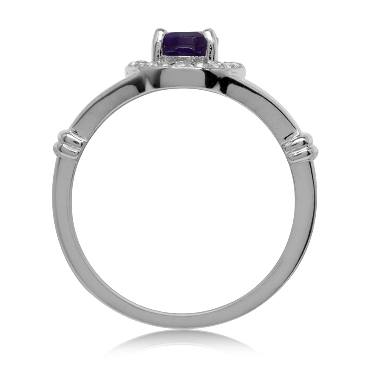 Natural African Amethyst & White Topaz Gold Plated 925 Sterling Silver Engagement Ring silvershake
