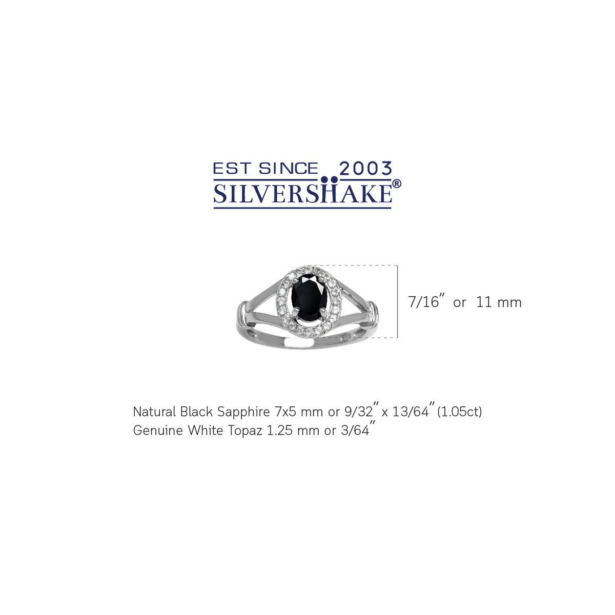 1.05ct. Natural Black Sapphire & White Topaz Gold Plated 925 Sterling Silver Engagement Ring silvershake