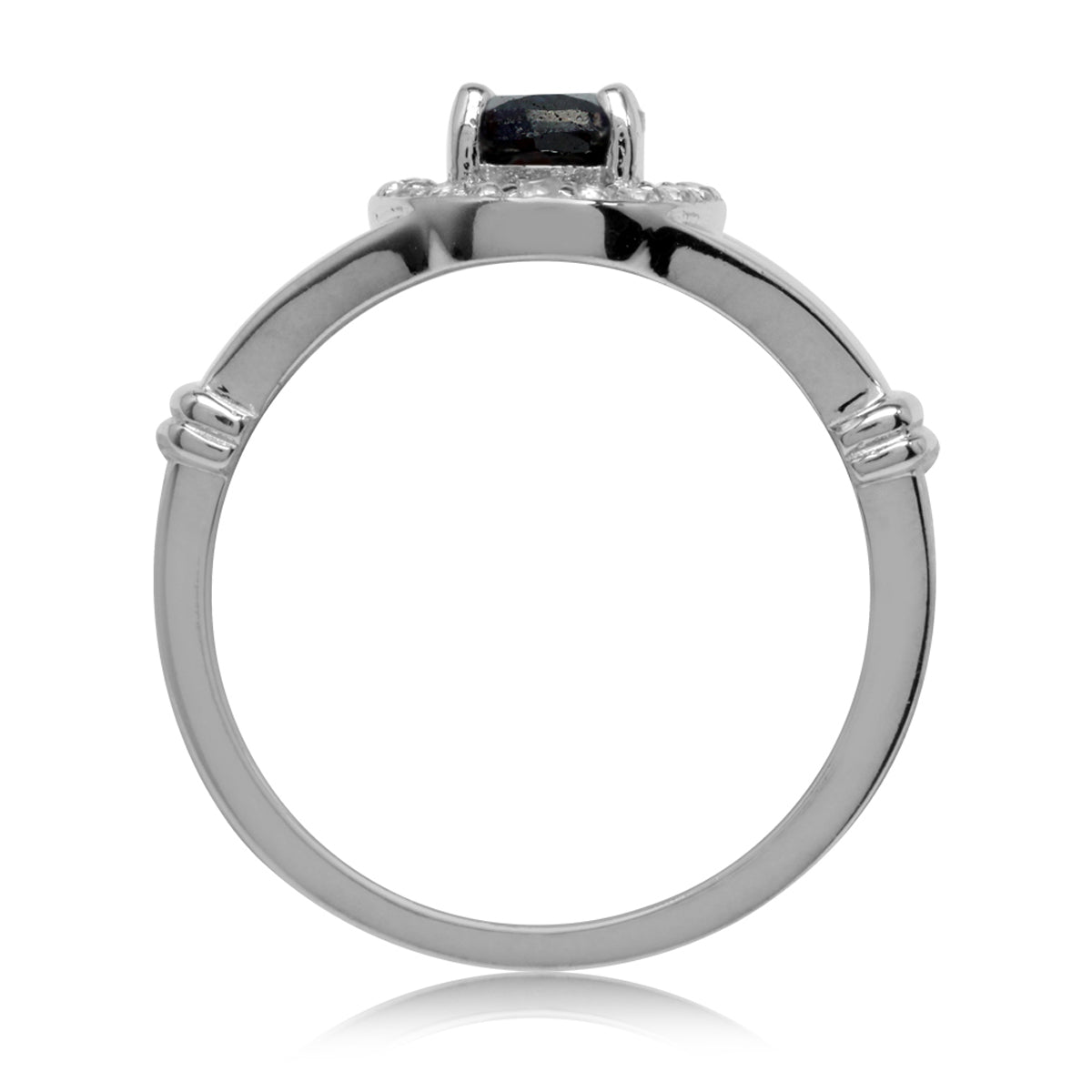 1.05ct. Natural Black Sapphire & White Topaz Gold Plated 925 Sterling Silver Engagement Ring silvershake