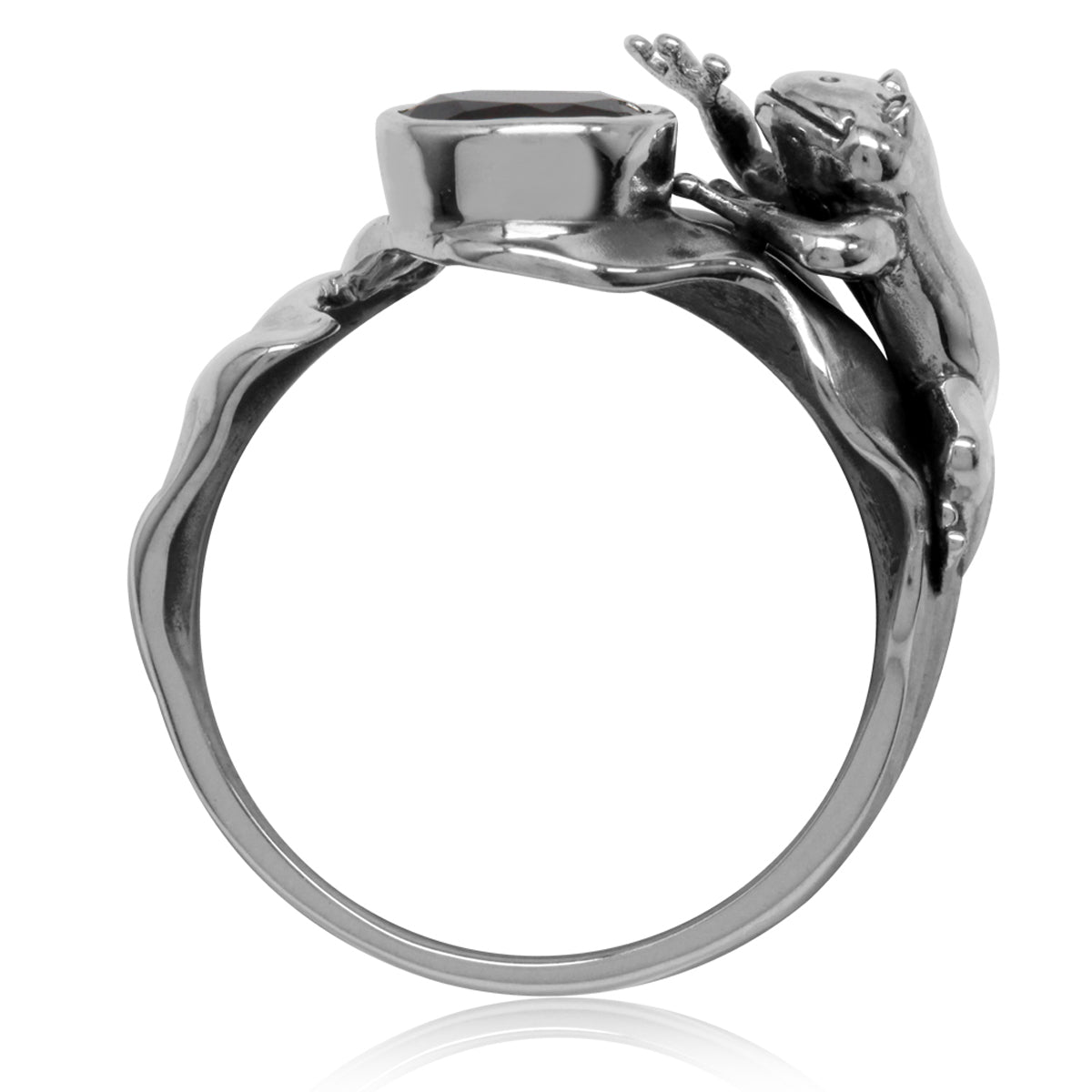 1.36ct. Natural Garnet 925 Sterling Silver Lotus Leaf and Frog Ring
