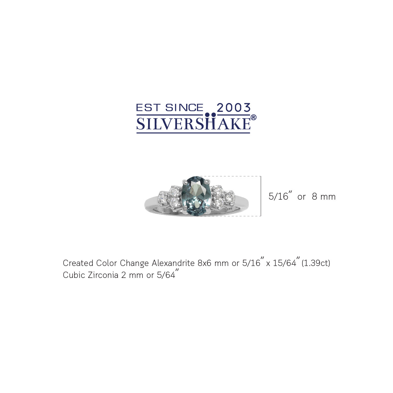 Simulated Color Change Alexandrite White Gold Plated 925 Sterling Silver Engagement Ring