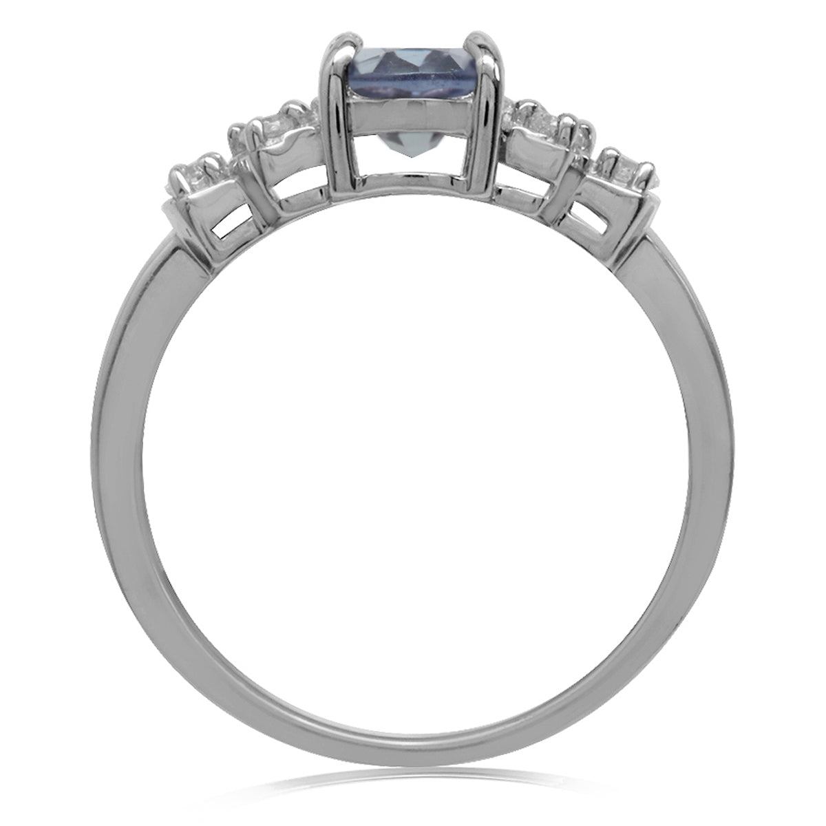 Simulated Color Change Alexandrite White Gold Plated 925 Sterling Silver Engagement Ring