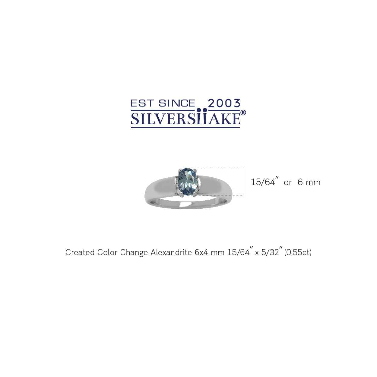 Simulated Color Change Alexandrite White Gold Plated 925 Sterling Silver Solitaire Ring