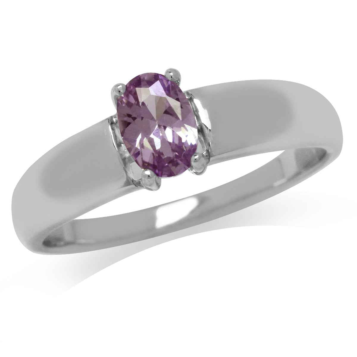 Simulated Color Change Alexandrite White Gold Plated 925 Sterling Silver Solitaire Ring