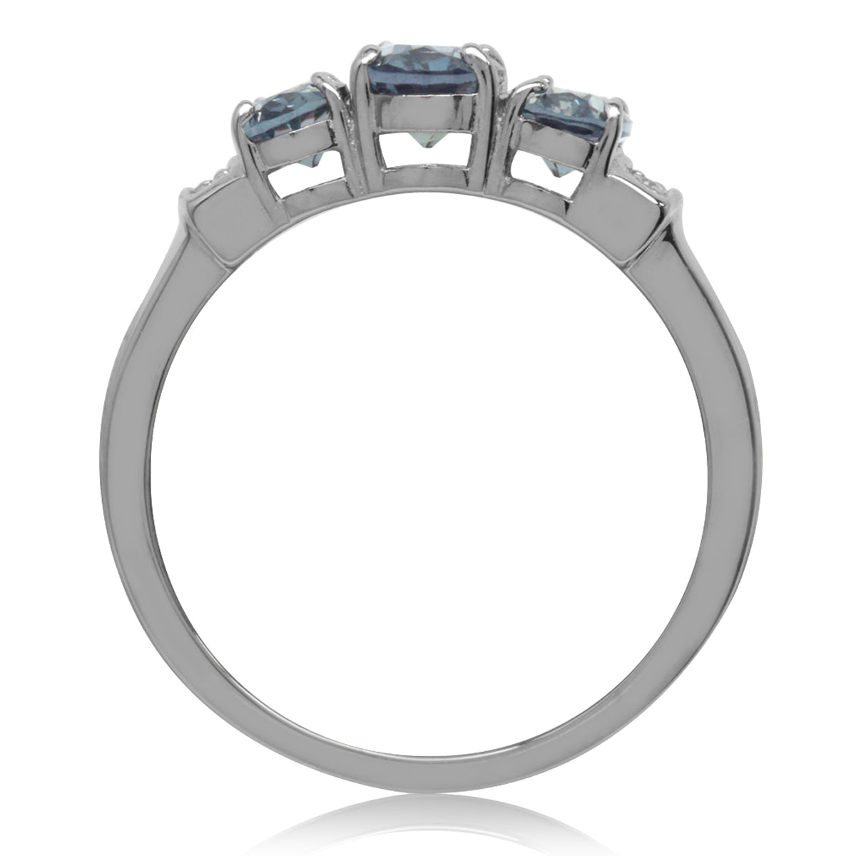 3-Stone Simulated Color Change Alexandrite & White CZ 925 Sterling Silver Ring silvershake