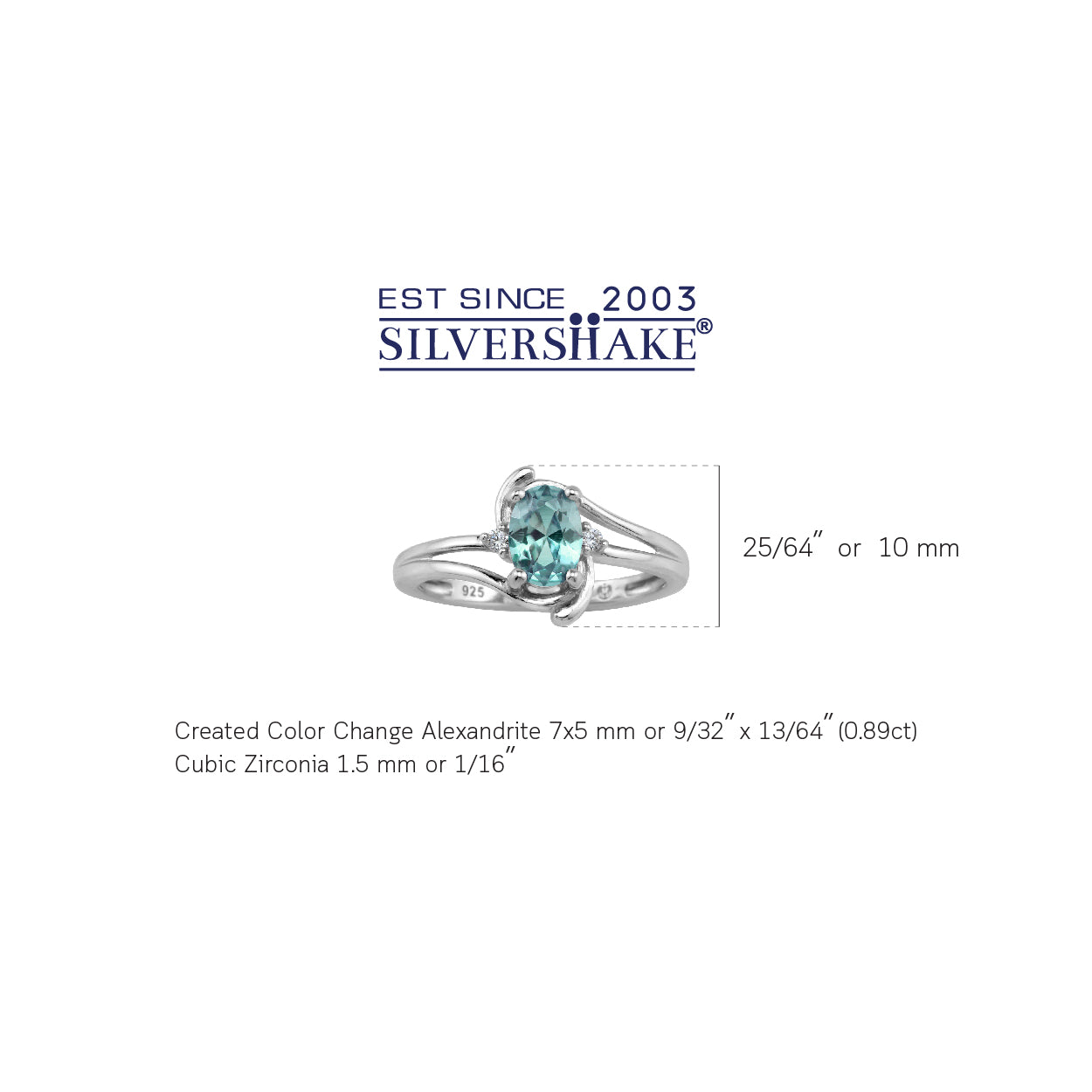 7X5mm Oval Shape Simulated Color Change Alexandrite and White Cubic Zirconia 925 Sterling Silver Engagement Ring - Silvershake-store
