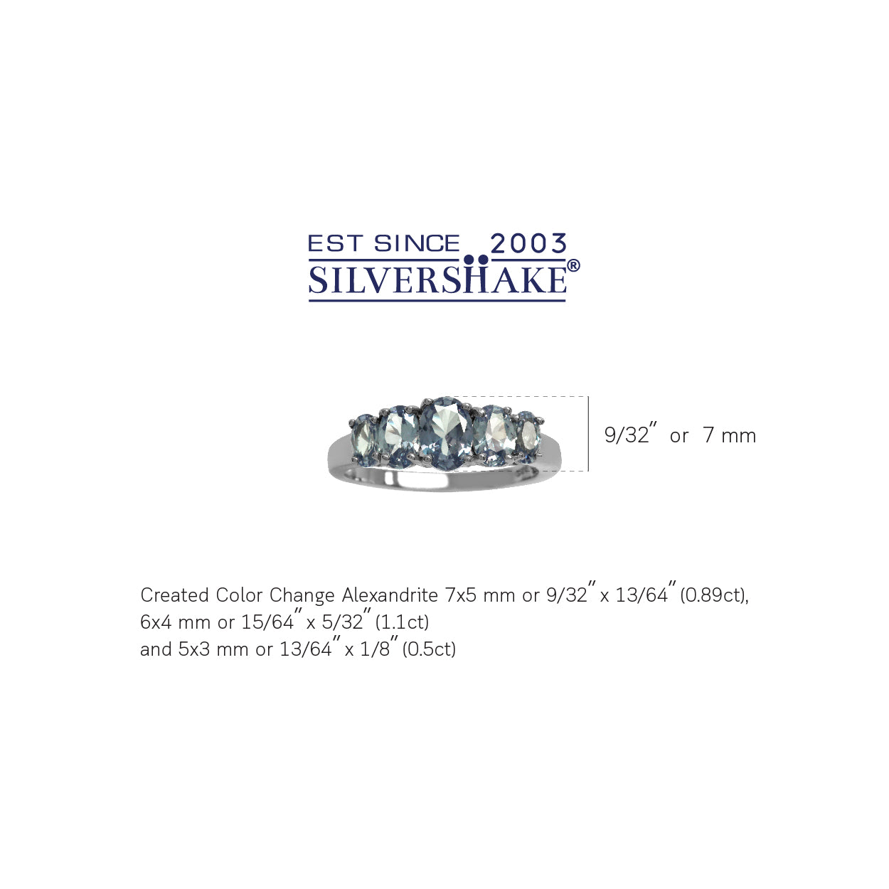 5 Stone Simulated Color Change Alexandrite White Gold Plated 925 Sterling Silver Ring - Silvershake-store