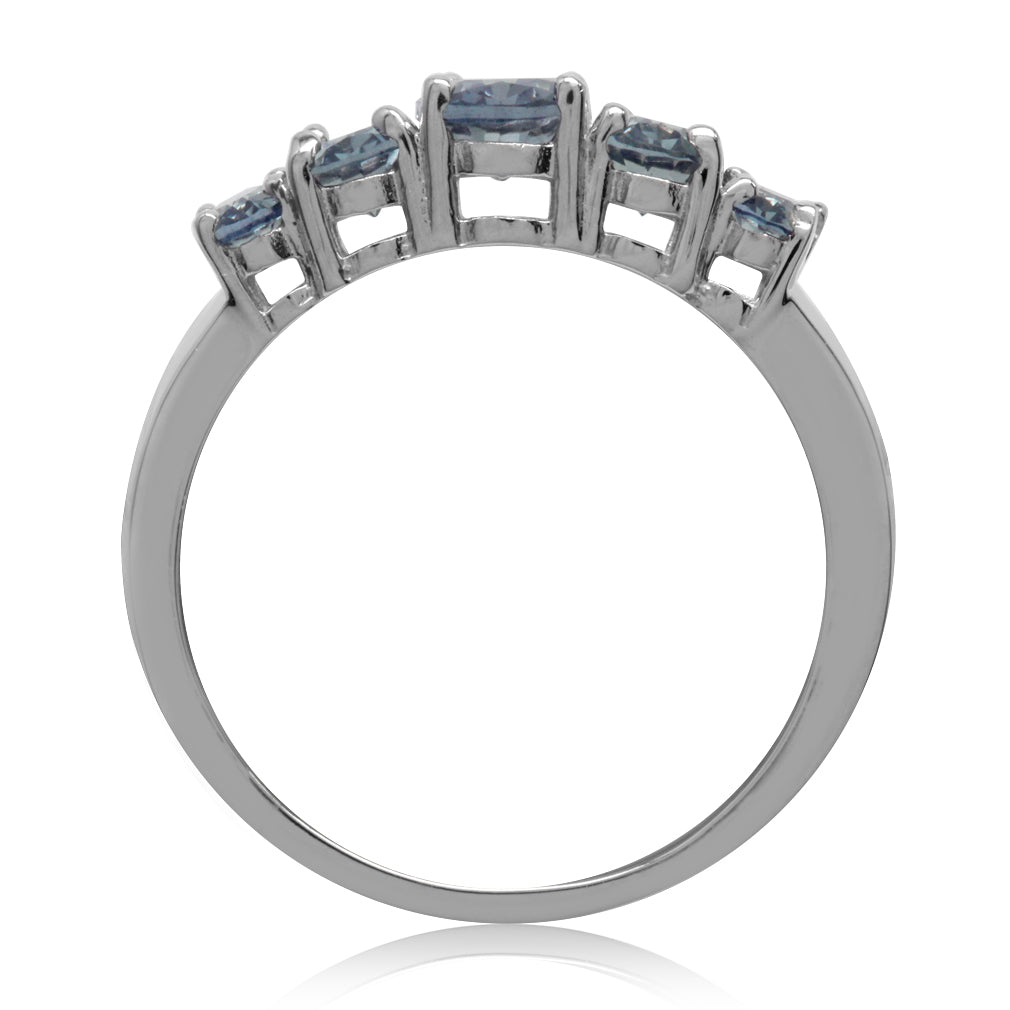 5 Stone Simulated Color Change Alexandrite White Gold Plated 925 Sterling Silver Ring - Silvershake-store