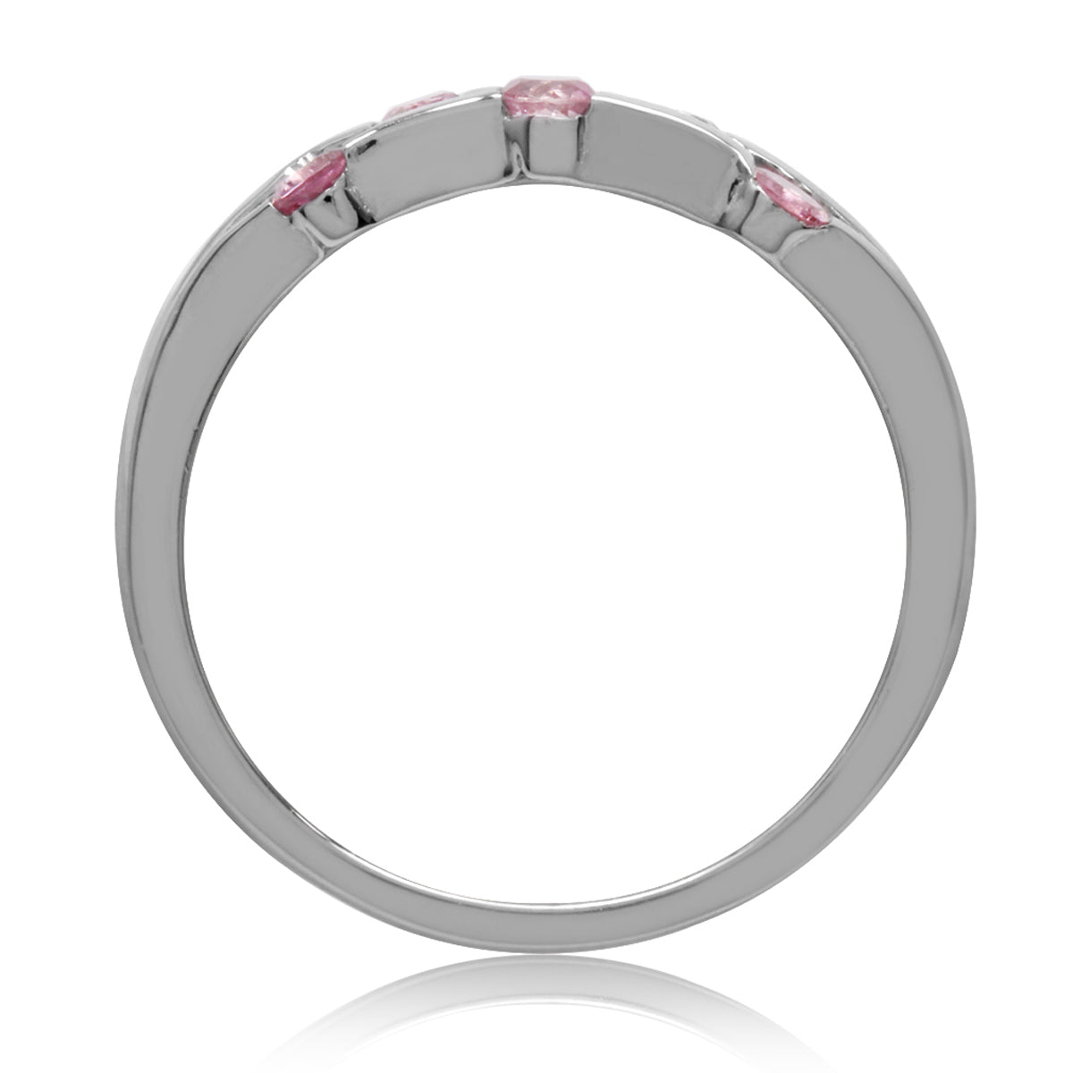 5-Stone Natural Pink Tourmaline White Gold Plated 925 Sterling Silver Modern Ring silvershake