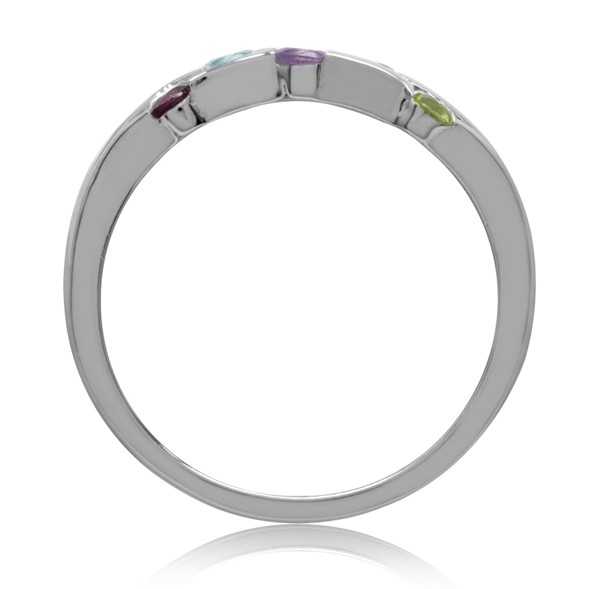 Natural Rhodolite Garnet, Topaz, Amethyst, Citrine & Peridot 925 Sterling Silver Modern Ring silvershake