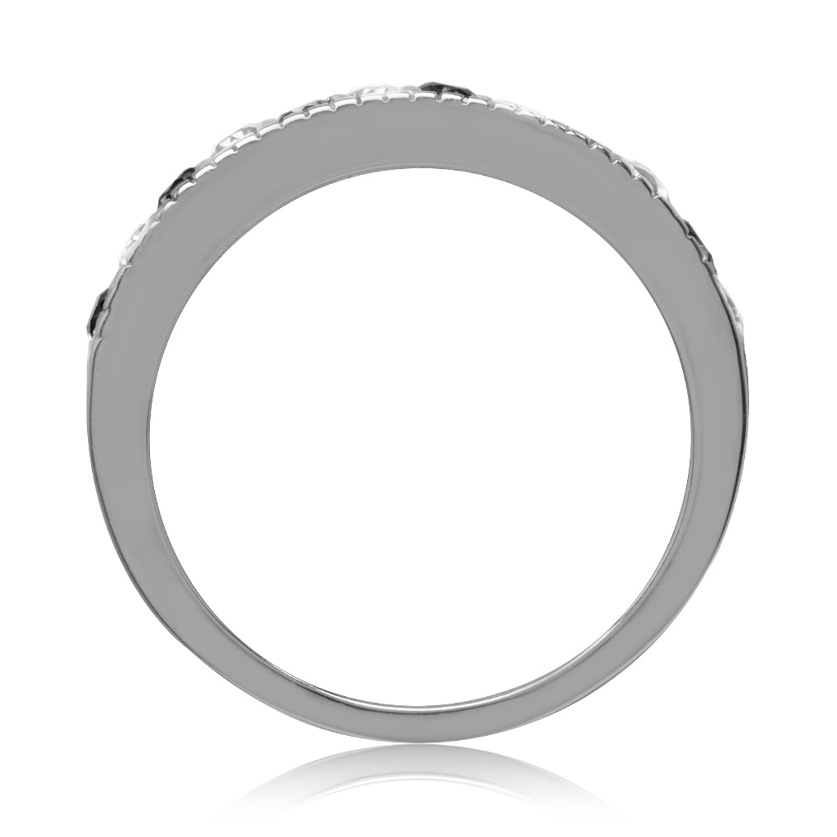 Natural Black Spinel & White Topaz Gold Plated 925 Sterling Silver Journey Ring silvershake