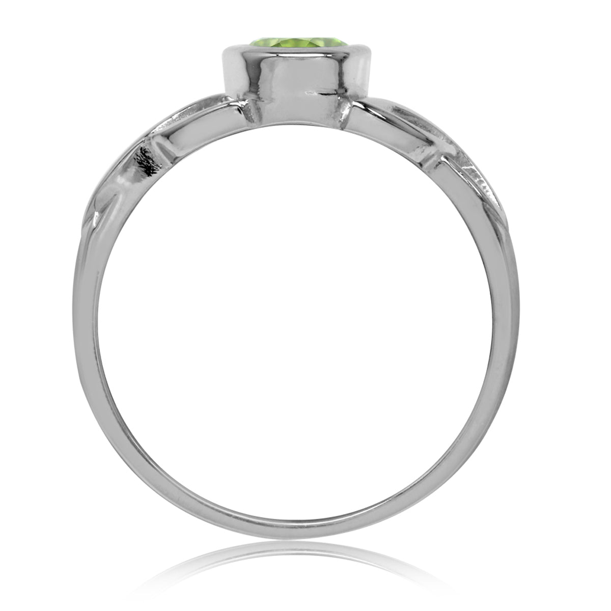Natural Peridot White Gold Plated 925 Sterling Silver Triquetra Celtic Knot Ring - Silvershake-store