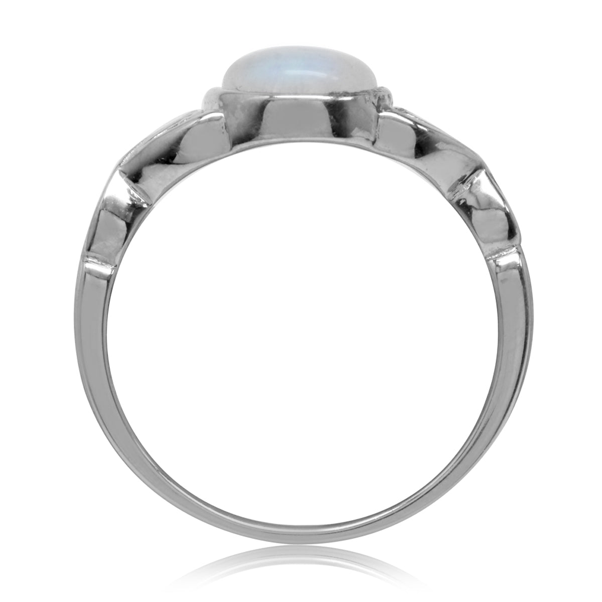 7mm Natural Moonstone 925 Sterling Silver Victorian Style Solitaire Ring - Silvershake-store