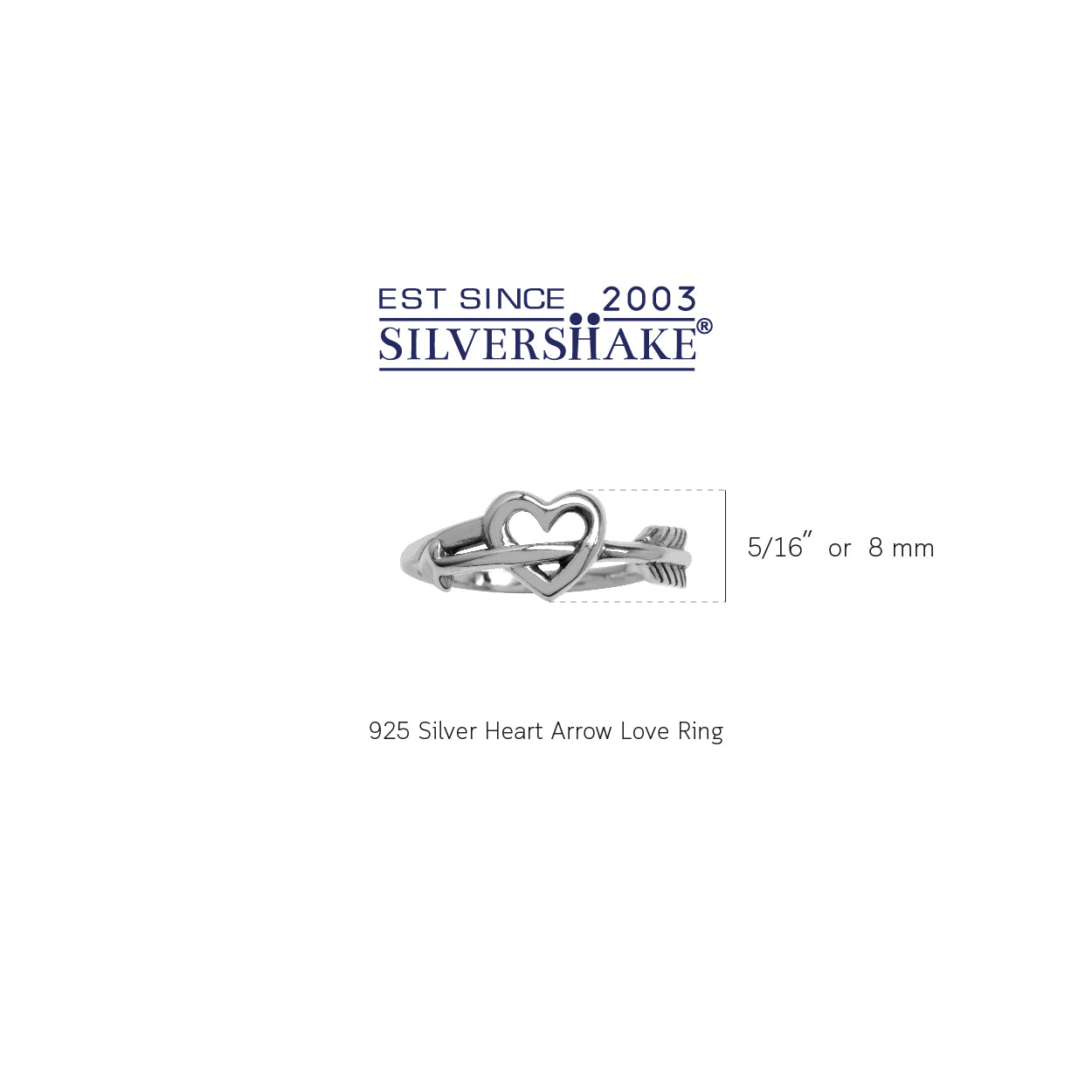 925 Sterling Silver Heart and Arrow Love Casual Ring - Silvershake-store