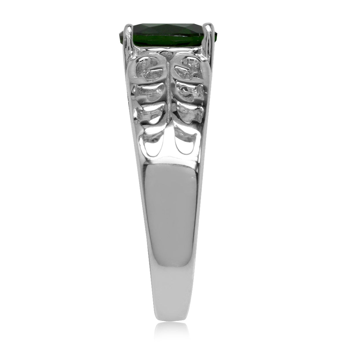 1.31ct. Green Chrome Diopside White Gold Plated 925 Sterling Silver Filigree Solitaire Ring silvershake