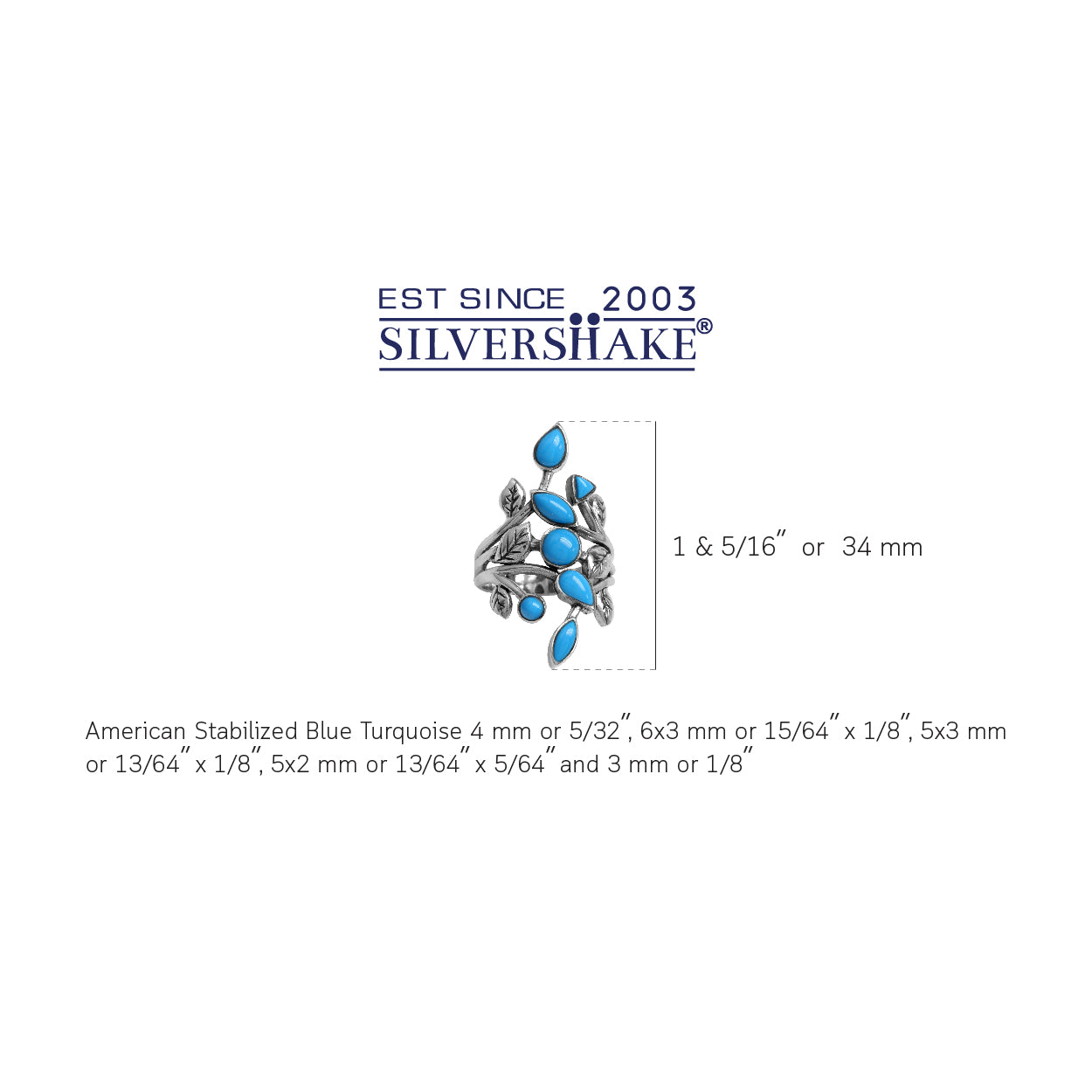 Created Blue Turquoise 925 Sterling Silver Leaf Vintage Style Ring - Silvershake-store