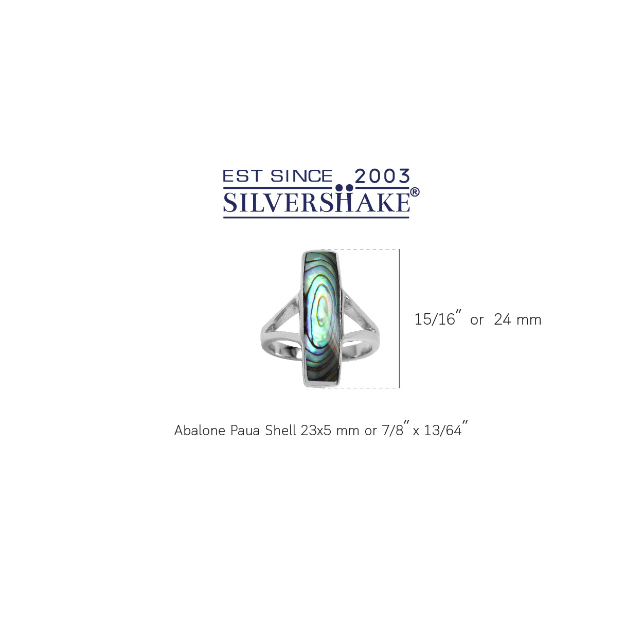 Long Abalone Paua Shell Inlay White Gold Plated 925 Sterling Silver Modern Style Ring Jewelry for Women - Silvershake-store