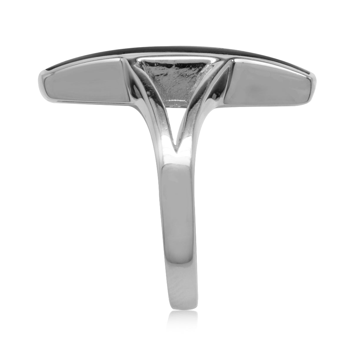 Long Created Black Onyx Stone Inlay White Gold Plated 925 Sterling Silver Modern Style Ring Jewelry for Women - Silvershake-store