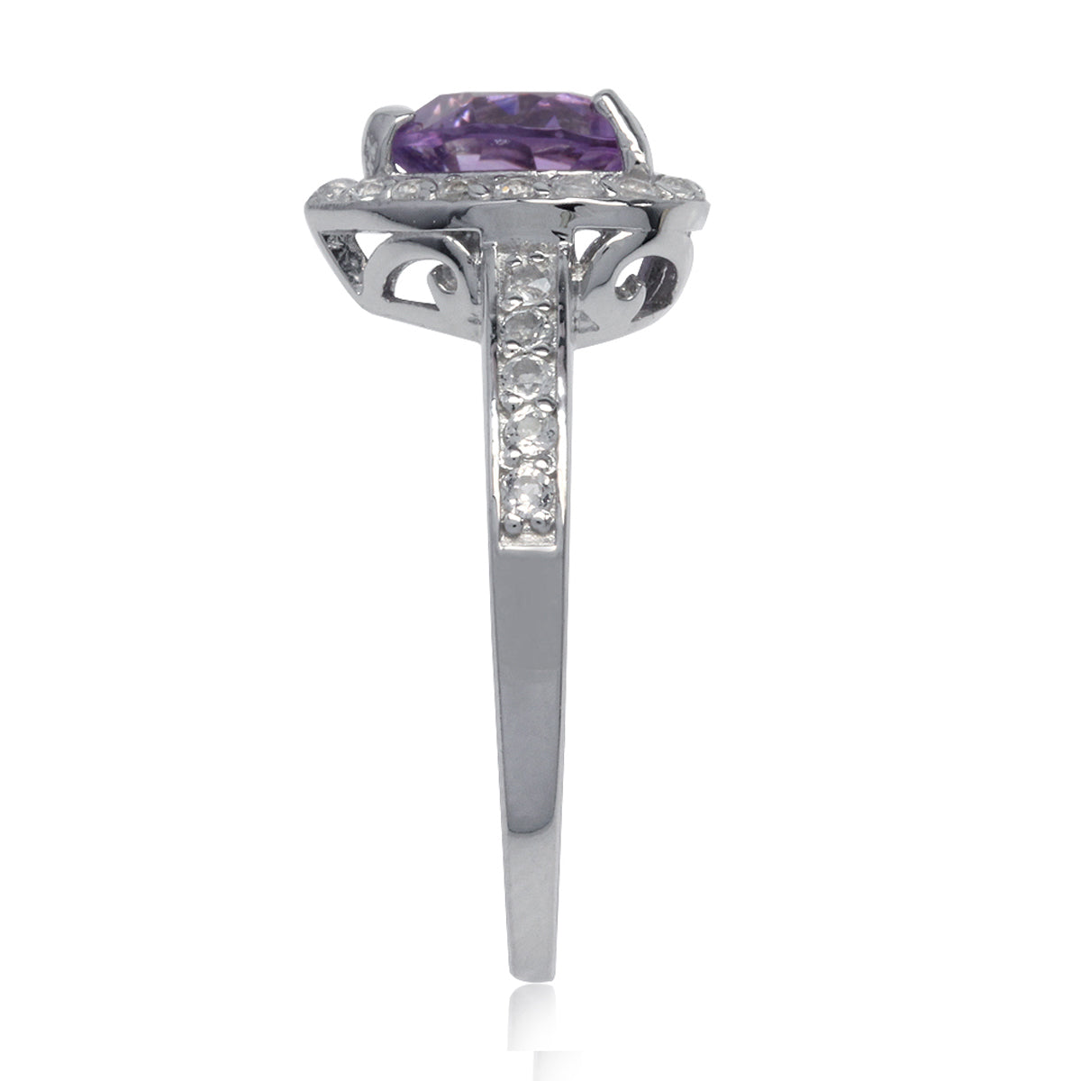 1.54ct. Natural Heart Shape Amethyst & Topaz Gold Plated 925 Sterling Silver Halo Engagement Ring silvershake