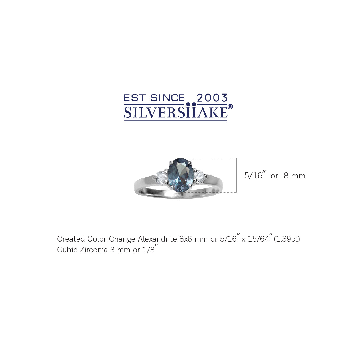 Created Color Change Alexandrite White Gold Plated 925 Sterling Silver Engagement Ring June Gemstone Birthstone - Silvershake-store