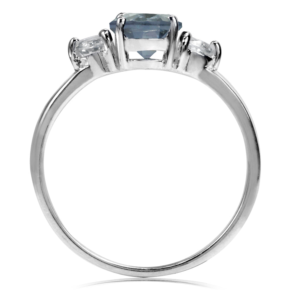 Created Color Change Alexandrite White Gold Plated 925 Sterling Silver Engagement Ring June Gemstone Birthstone - Silvershake-store
