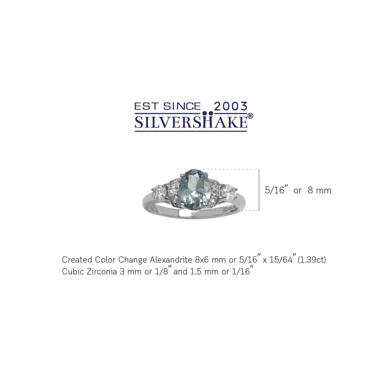 Simulated Color Change Alexandrite White Gold Plated 925 Sterling Silver Right Hand Ring