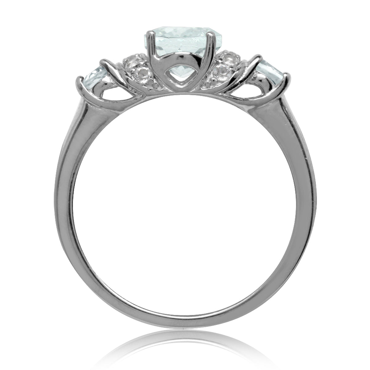 1.19ct. Genuine Blue Aquamarine & White Topaz Gold Plated 925 Sterling Silver Right Hand Ring silvershake