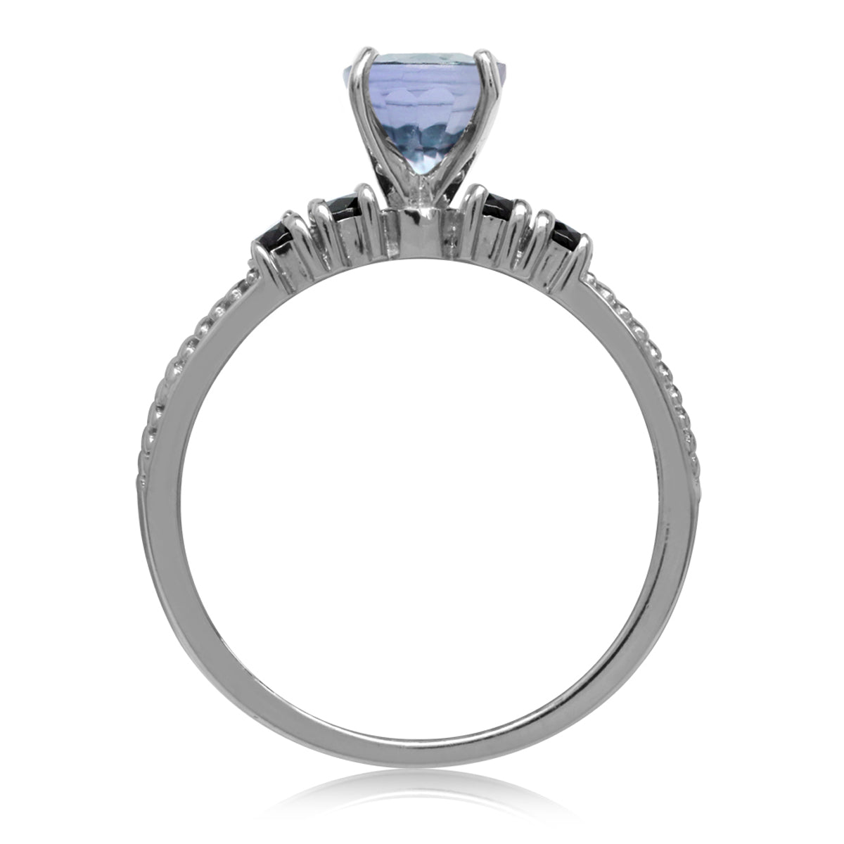 1.3ct. Color Change Alexandrite Doublet & Black Spinel 925 Sterling Silver Engagement Ring silvershake