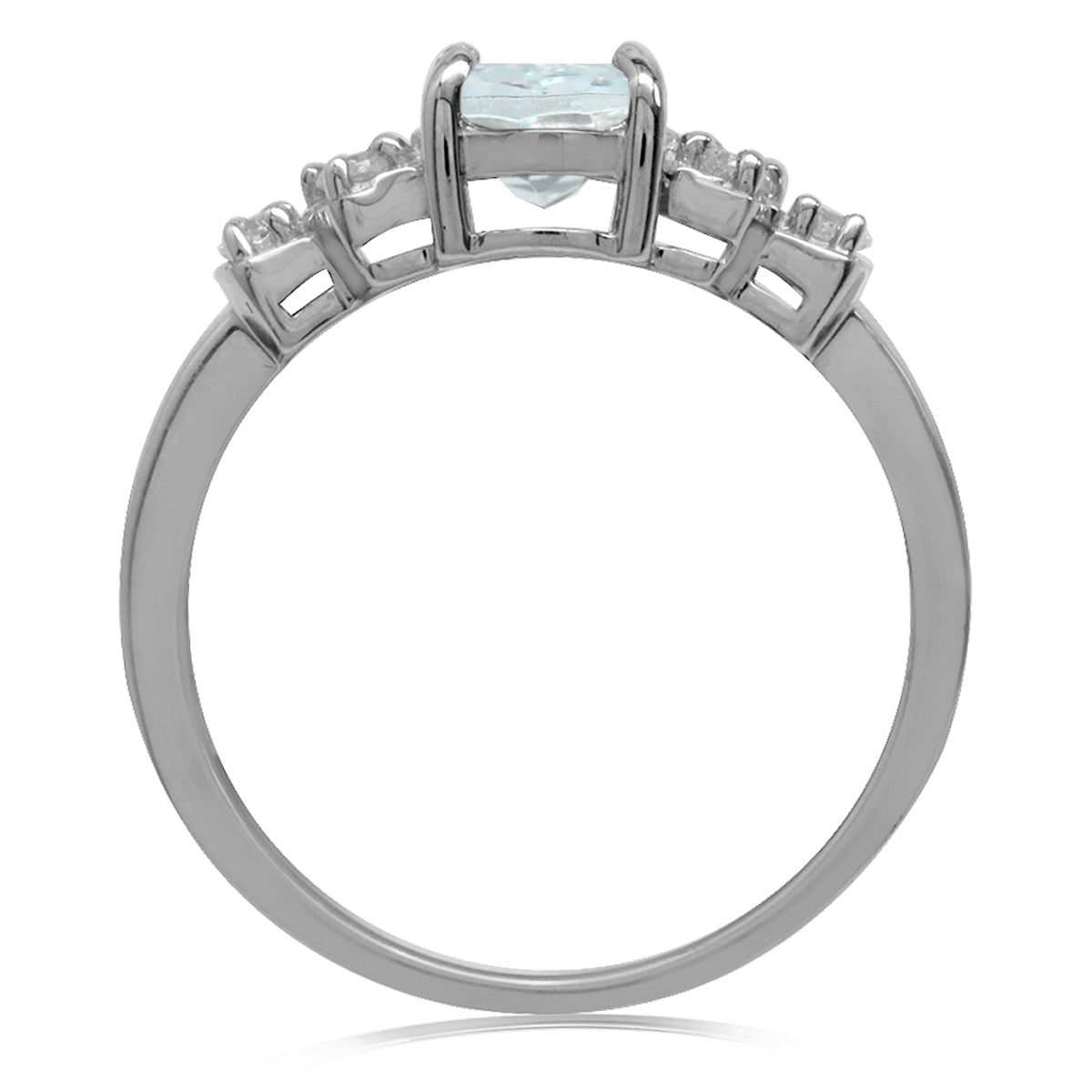1.02ct. Genuine Blue Aquamarine and White Topaz Gold Plated 925 Sterling Silver Engagement Ring