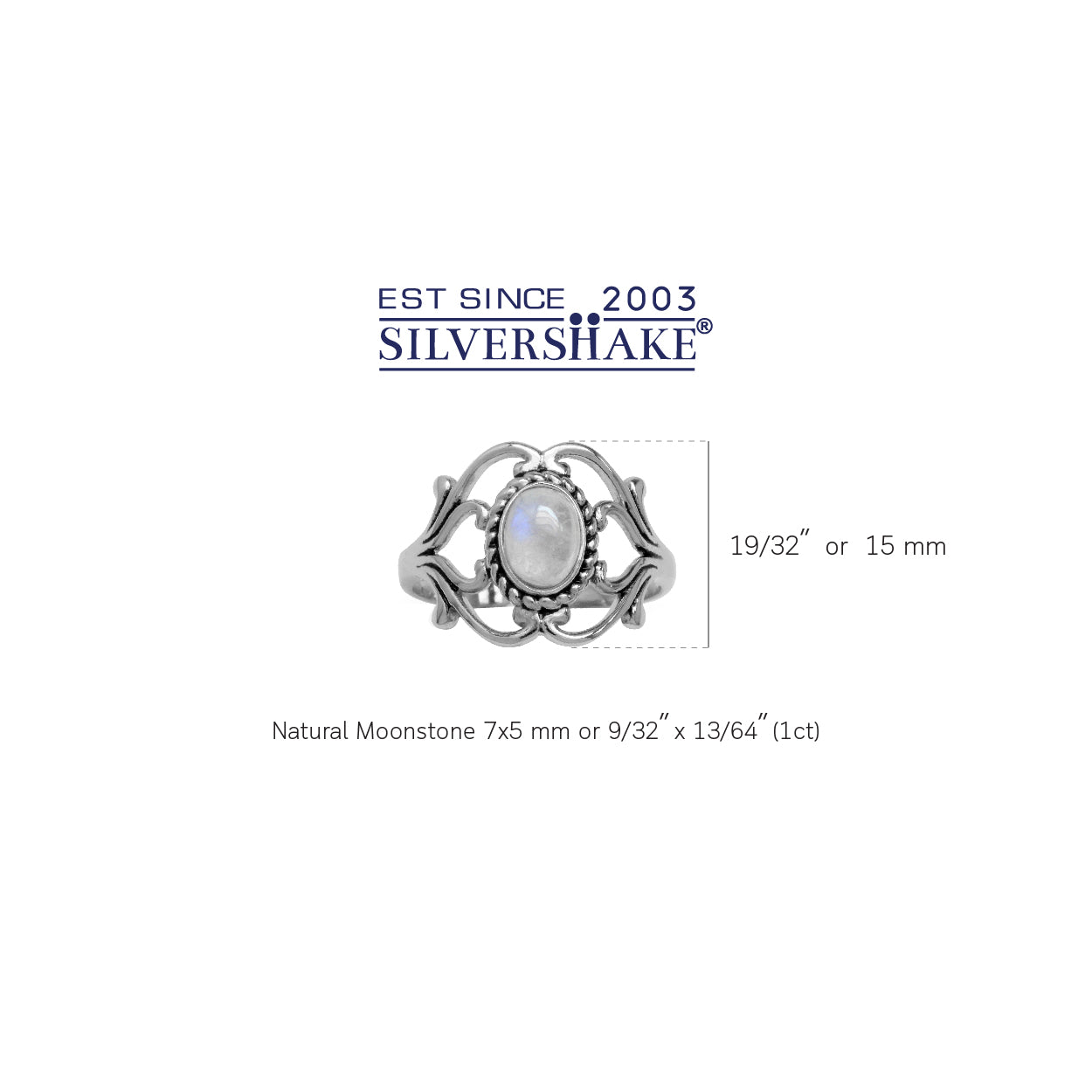 Natural Moonstone 925 Sterling Silver Victorian Style Rope Ring - Silvershake-store