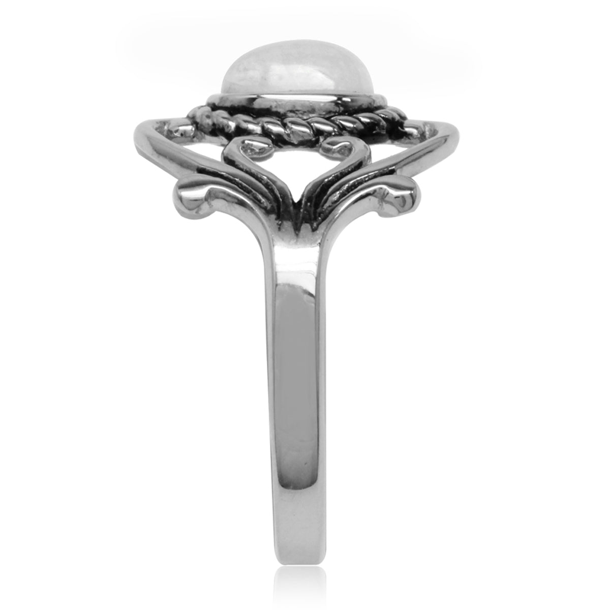 Natural Moonstone 925 Sterling Silver Victorian Style Rope Ring - Silvershake-store