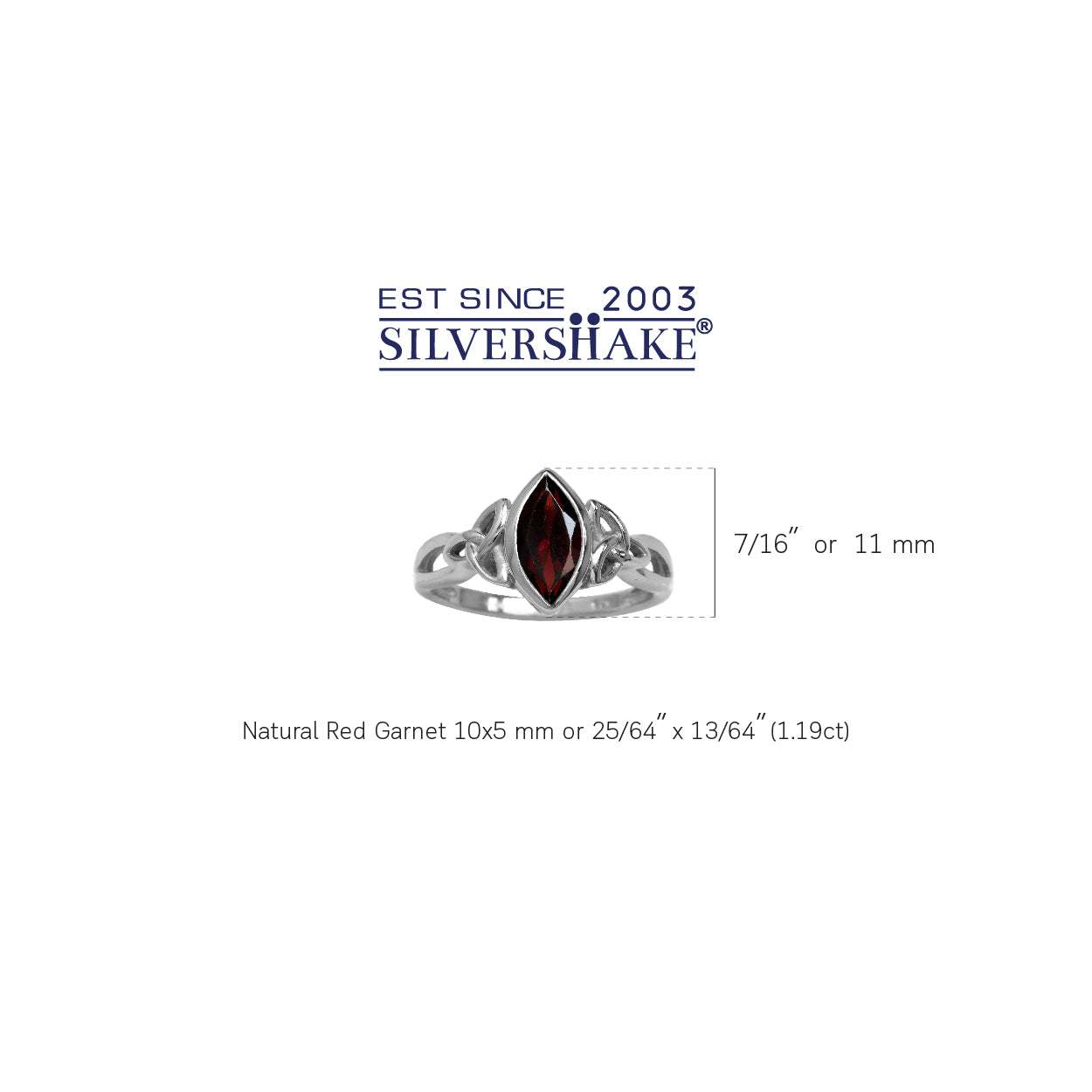 1.19ct. Natural Garnet White Gold Plated 925 Sterling Silver Triquetra Celtic Knot Solitaire Ring - Silvershake-store