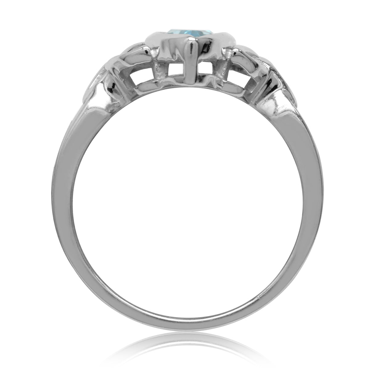 1.3ct. Genuine Blue Topaz White Gold Plated 925 Sterling Silver Triquetra Celtic Knot Solitaire Ring - Silvershake-store