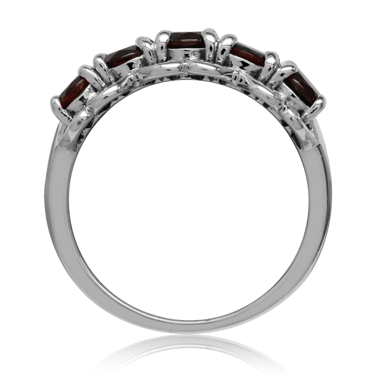 1.65ct. 5-Stone Natural Garnet 925 Sterling Silver Victorian Style Ring silvershake