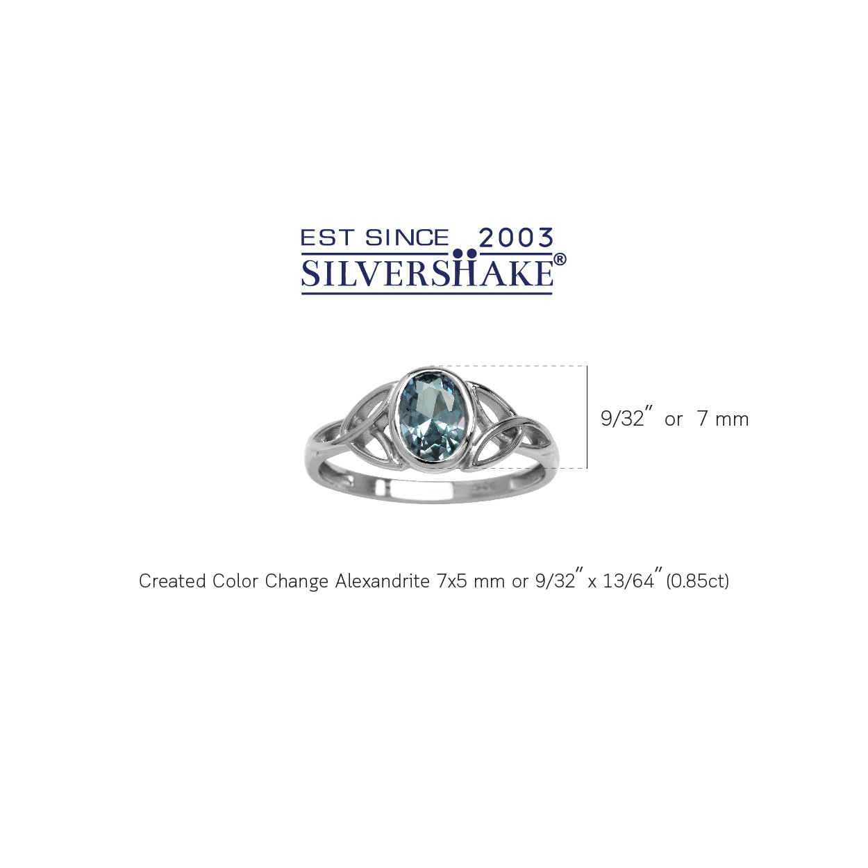 Created Color Change Alexandrite White Gold Plated 925 Sterling Silver Triquetra Celtic Knot Ring - Silvershake-store