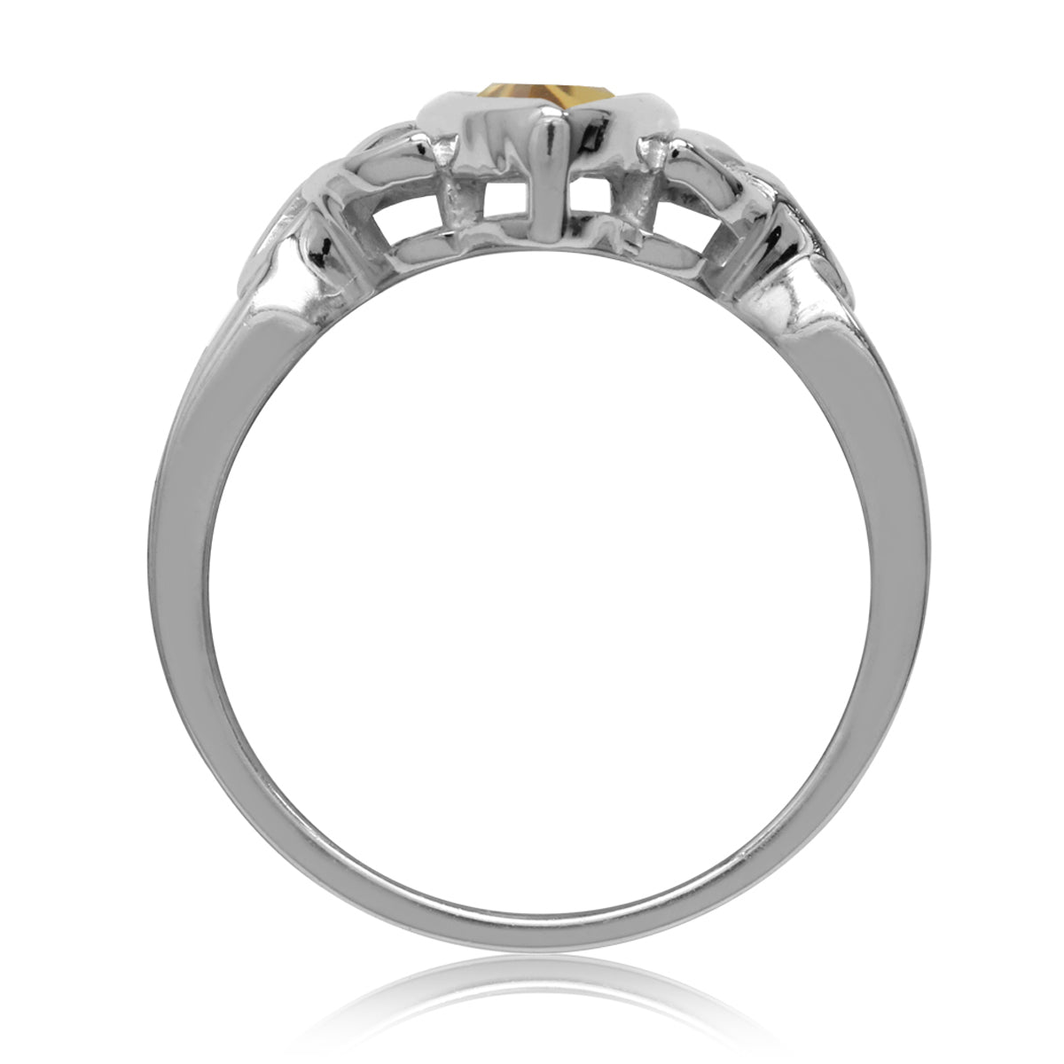 Genuine Citrine White Gold Plated 925 Sterling Silver Triquetra Celtic Knot Solitaire Ring Size 10 - Silvershake-store
