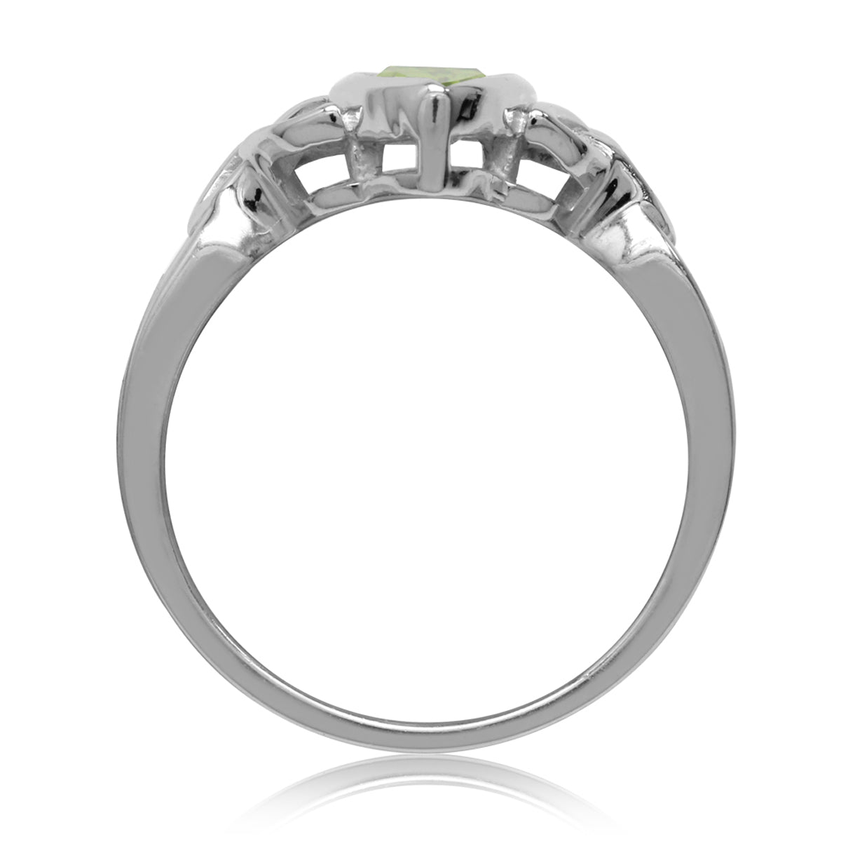 1ct. Natural Peridot White Gold Plated 925 Sterling Silver Triquetra Celtic Knot Solitaire Ring - Silvershake-store