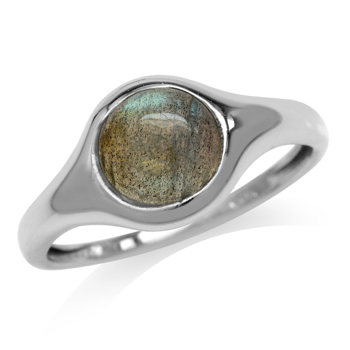 Labradorite White Gold Plated 925 Sterling Silver Solitaire Casual Ring silvershake
