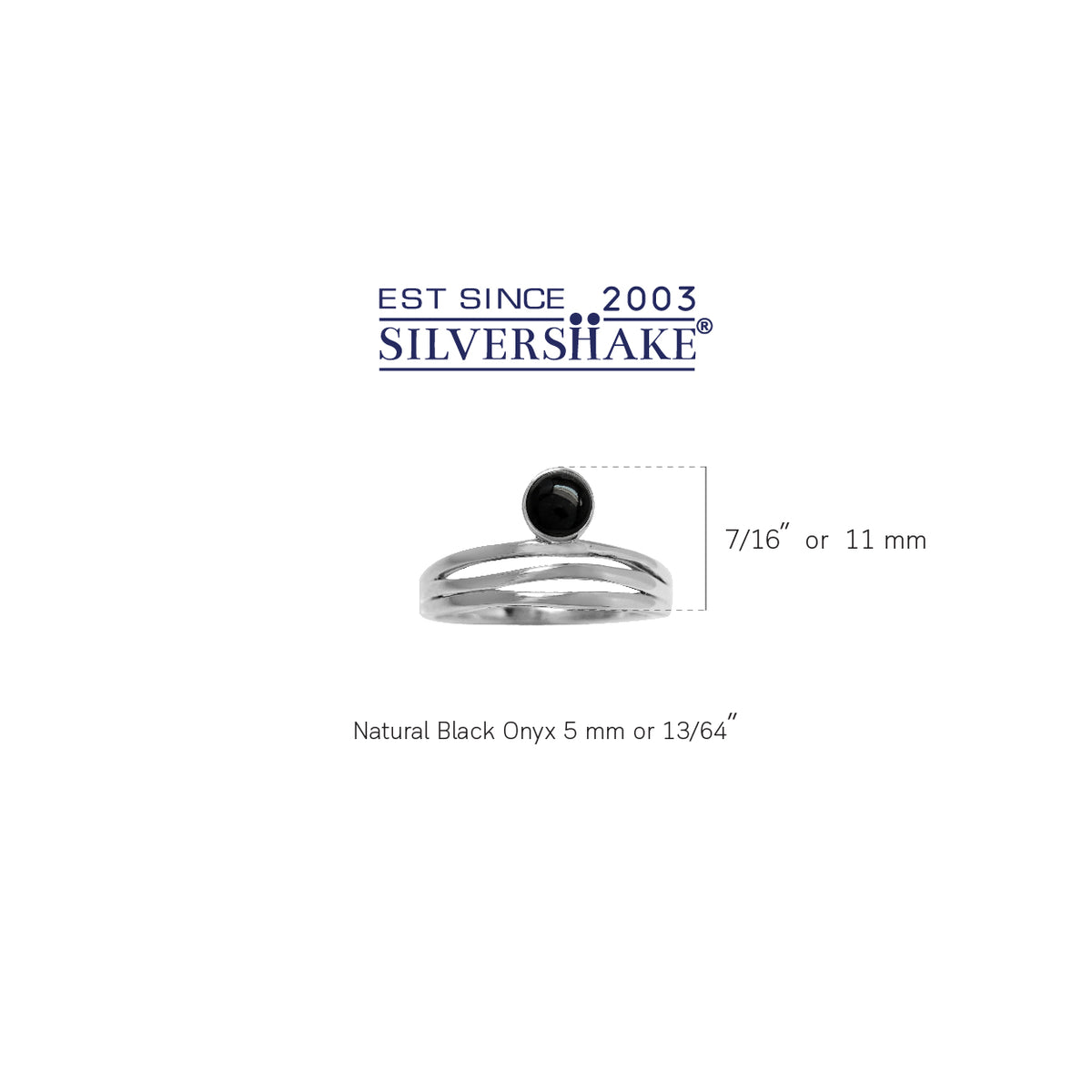 Created Black Onyx White Gold Plated 925 Sterling Silver 3-Line Minimalist Casual Ring silvershake