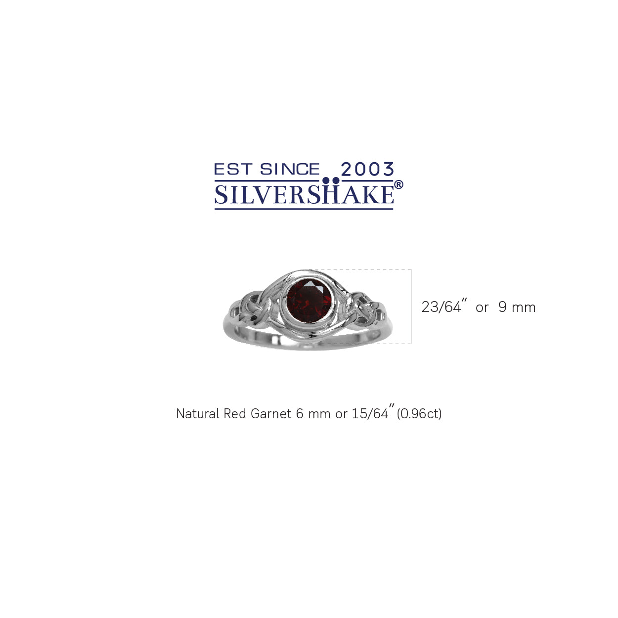 Natural Garnet White Gold Plated 925 Sterling Silver Celtic Knot Ring - Silvershake-store