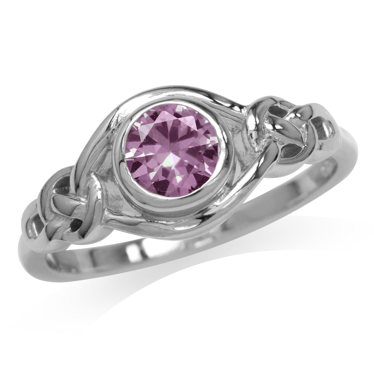 Simulated Color Change Alexandrite White Gold Plated 925 Sterling Silver Celtic Knot Ring - Silvershake-store