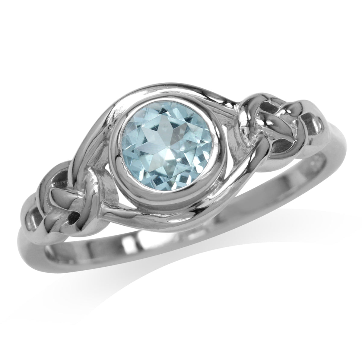 1ct. Genuine Blue Topaz White Gold Plated 925 Sterling Silver Celtic Knot Ring - Silvershake-store
